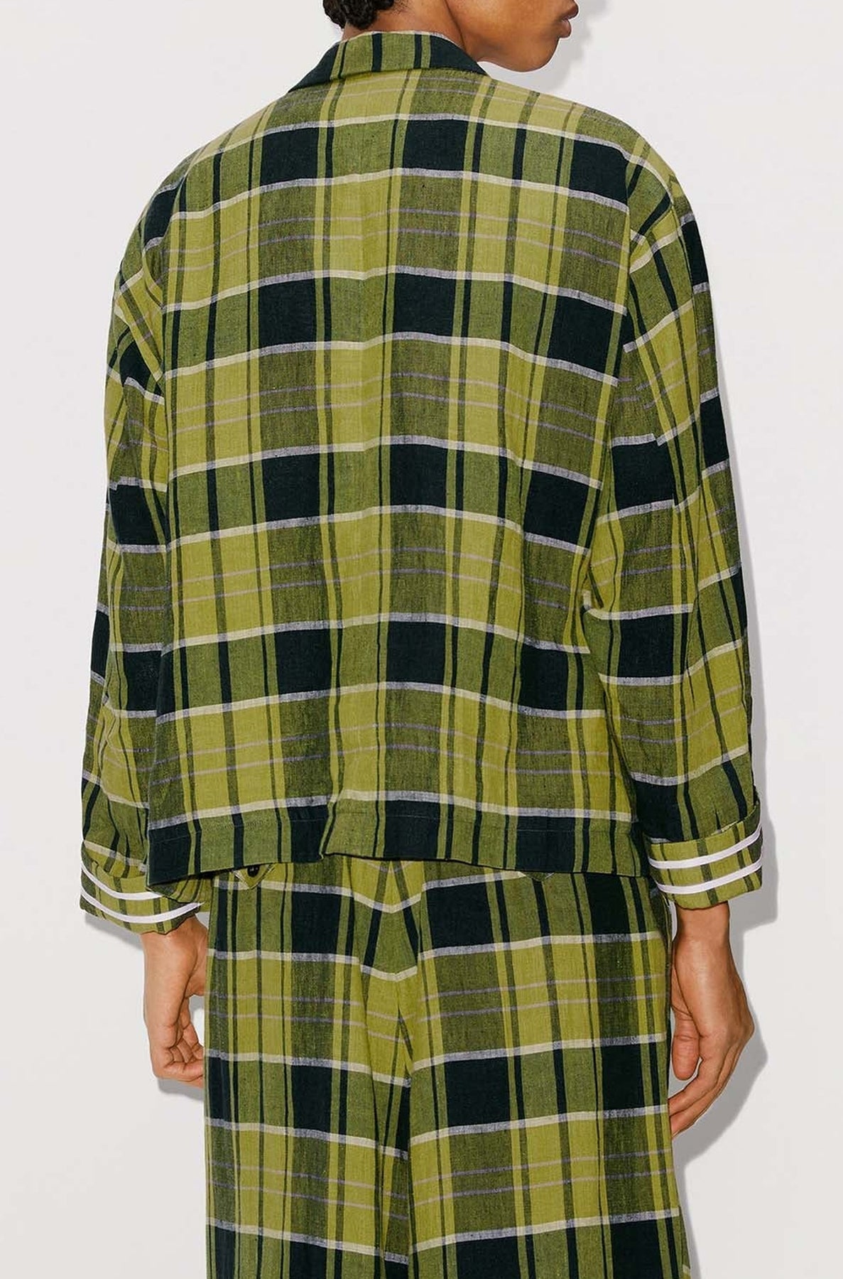 Veste workwear à carreaux "Boke Boy" en lin - Grass Green