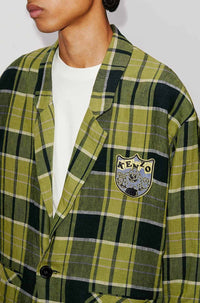 Veste workwear à carreaux "Boke Boy" en lin - Grass Green