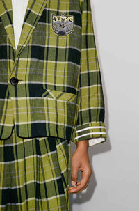 Veste workwear à carreaux "Boke Boy" en lin - Grass Green