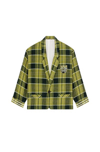 Veste workwear à carreaux "Boke Boy" en lin - Grass Green