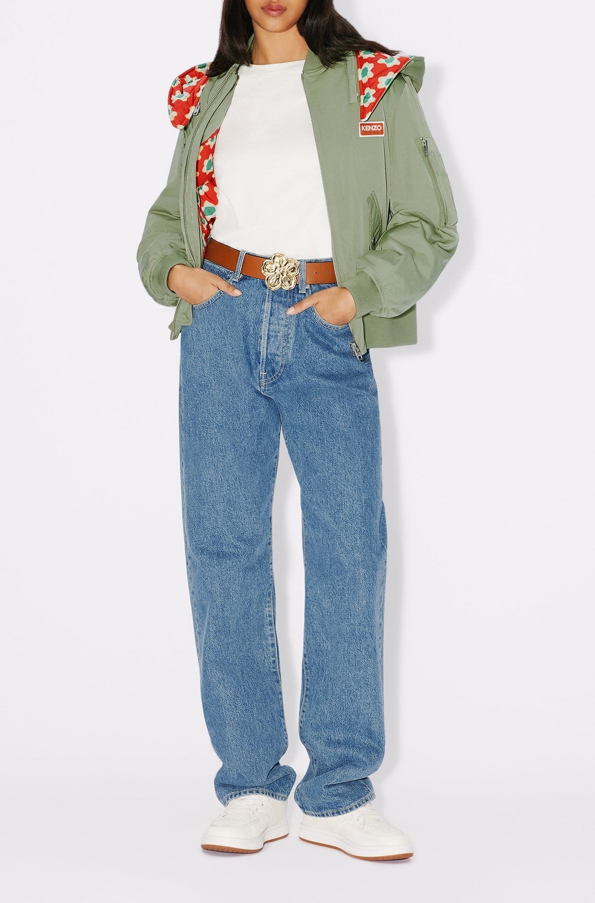 Kenzo Teddy Flower Short Parka - Sage Green