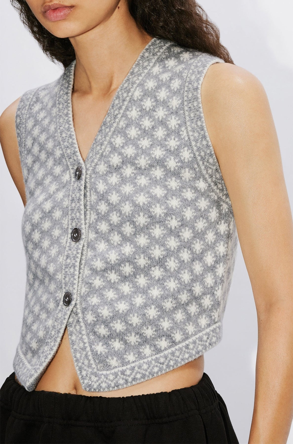 Gilet "Fairisle" en laine - Pale Grey