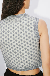 Fairisle wool cardigan - Pale Grey