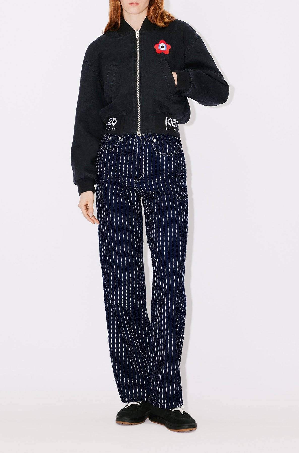 Kenzo Target Bomber Jacket - Rinse Black Denim