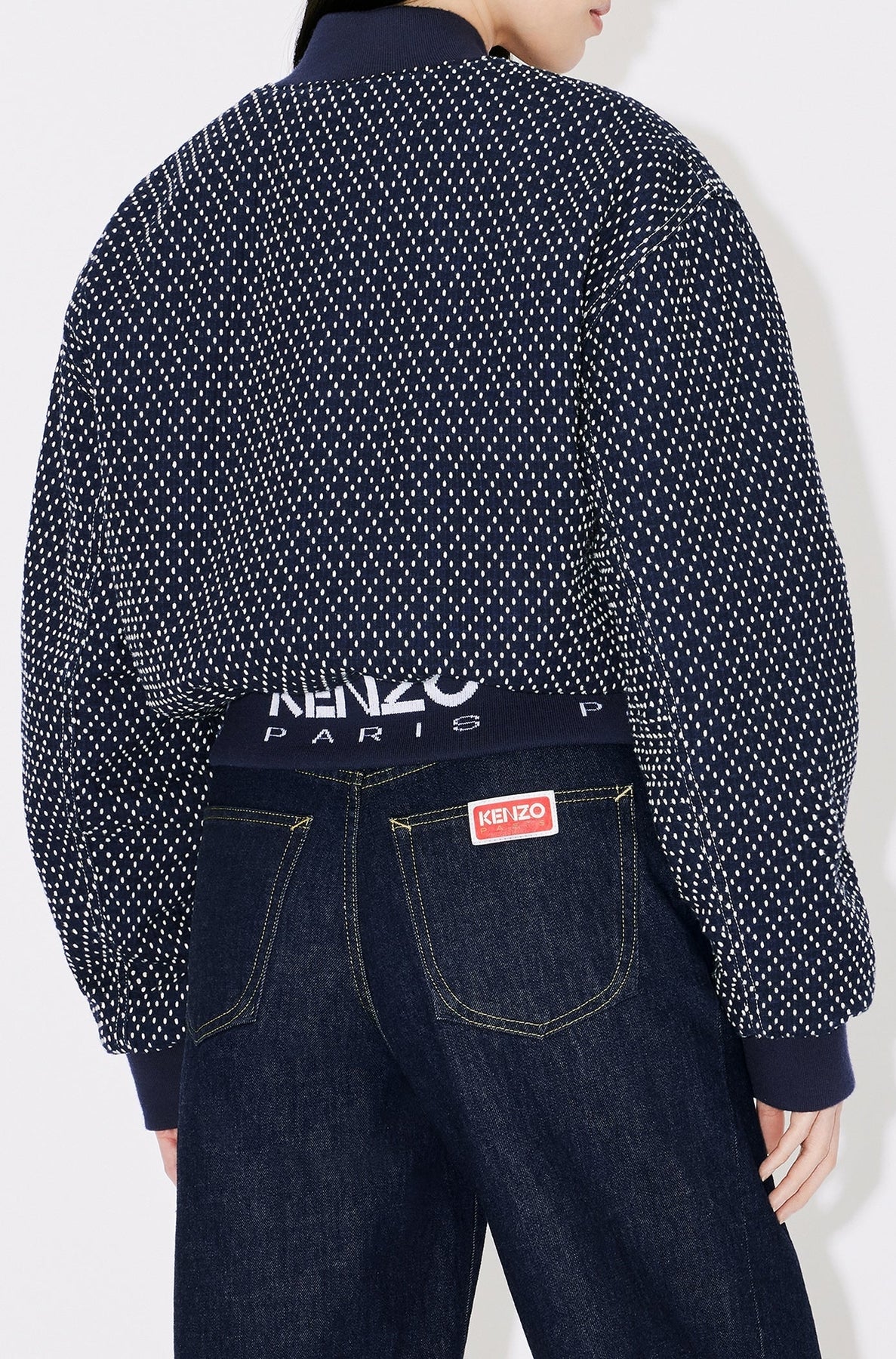 Bomber brodé "Kenzo Sashiko Stitch" en denim - Rinse Blue