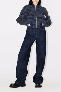 Bomber brodé "Kenzo Sashiko Stitch" en denim - Rinse Blue