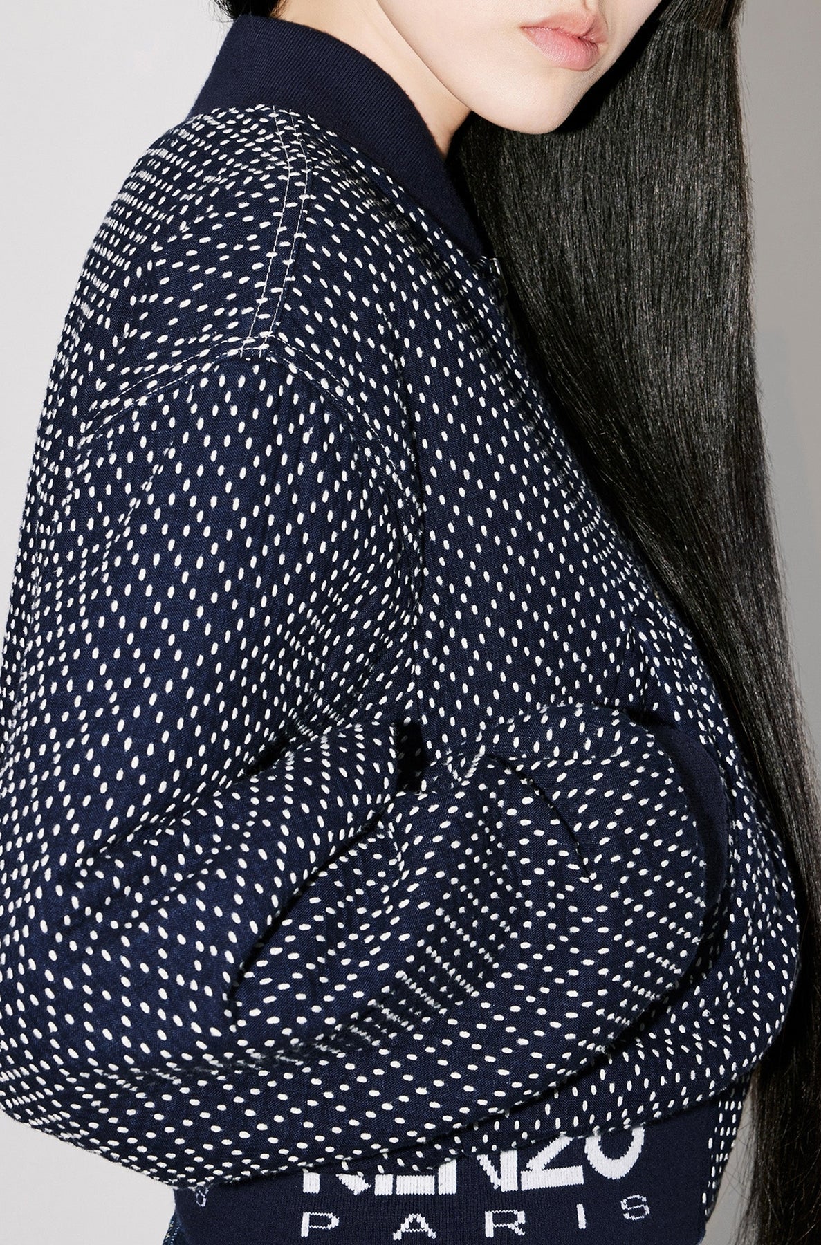 Bomber brodé "Kenzo Sashiko Stitch" en denim - Rinse Blue