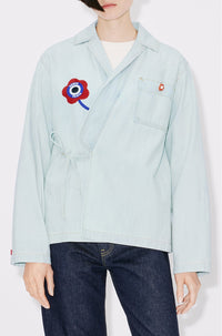 Chemise kimono en denim "Kenzo Target" - Bleached Blue Denim