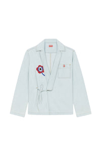 Chemise kimono en denim "Kenzo Target" - Bleached Blue Denim