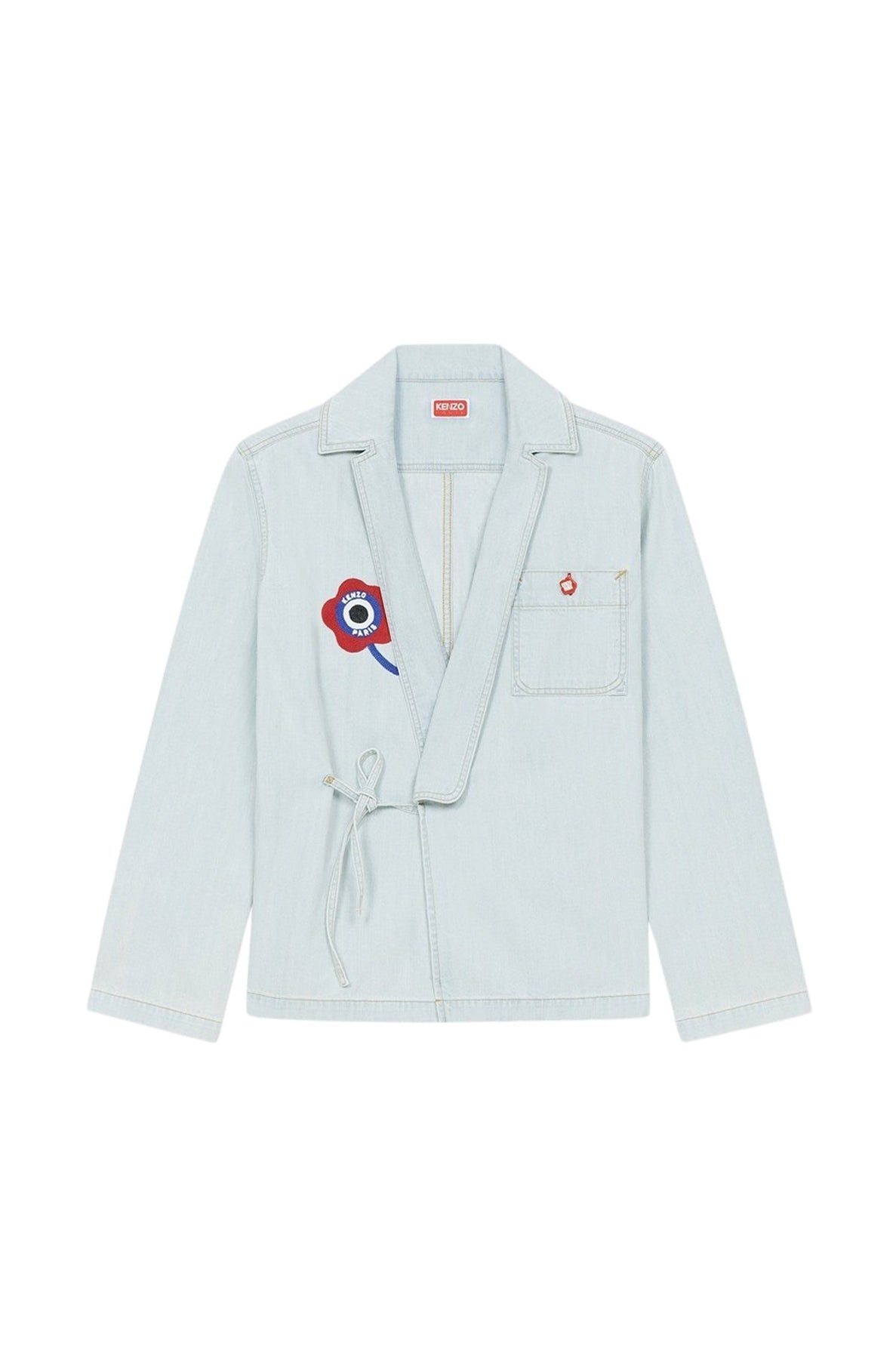 Chemise kimono en denim "Kenzo Target" - Bleached Blue Denim
