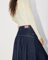 Jupe longue évasée en denim - Rinse Blue Denim