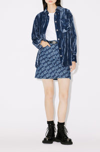 Jupe courte "Monogram" en denim - Rinse Blue Denim