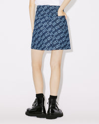 Jupe courte "Monogram" en denim - Rinse Blue Denim