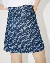 Jupe courte "Monogram" en denim - Rinse Blue Denim