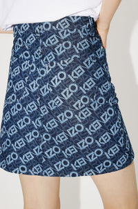 Monogram short skirt in denim - Rinse Blue Denim