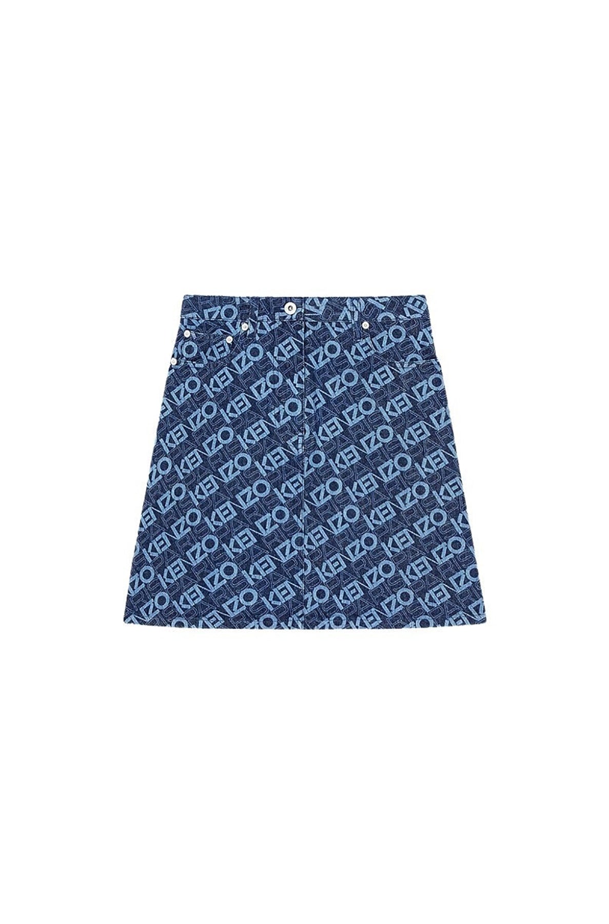 Jupe courte "Monogram" en denim - Rinse Blue Denim