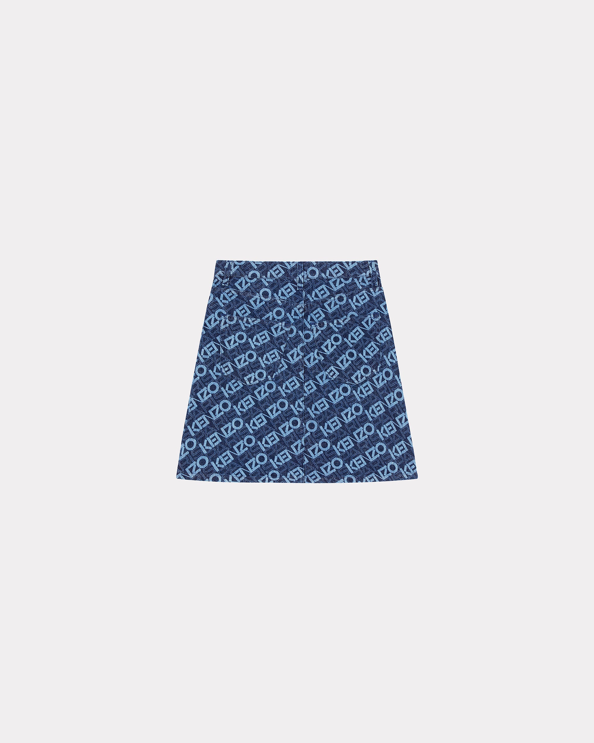 Jupe courte "Monogram" en denim - Rinse Blue Denim