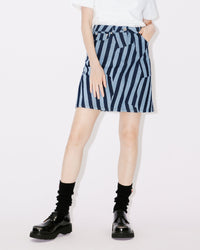 Jupe courte à rayures Dazzle en denim - Rinse Blue