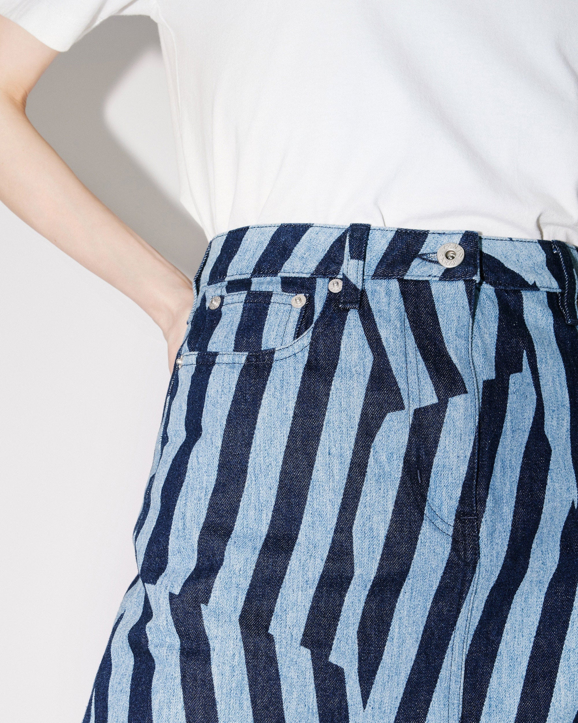 Jupe courte à rayures Dazzle en denim - Rinse Blue