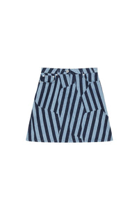 Jupe courte à rayures Dazzle en denim - Rinse Blue