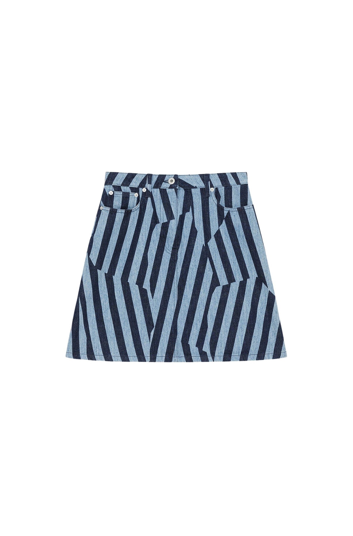 Jupe courte à rayures Dazzle en denim - Rinse Blue