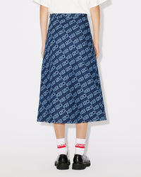 Jupe longue "Monogram" en denim - Rinse Blue Denim