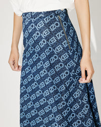 Jupe longue "Monogram" en denim - Rinse Blue Denim