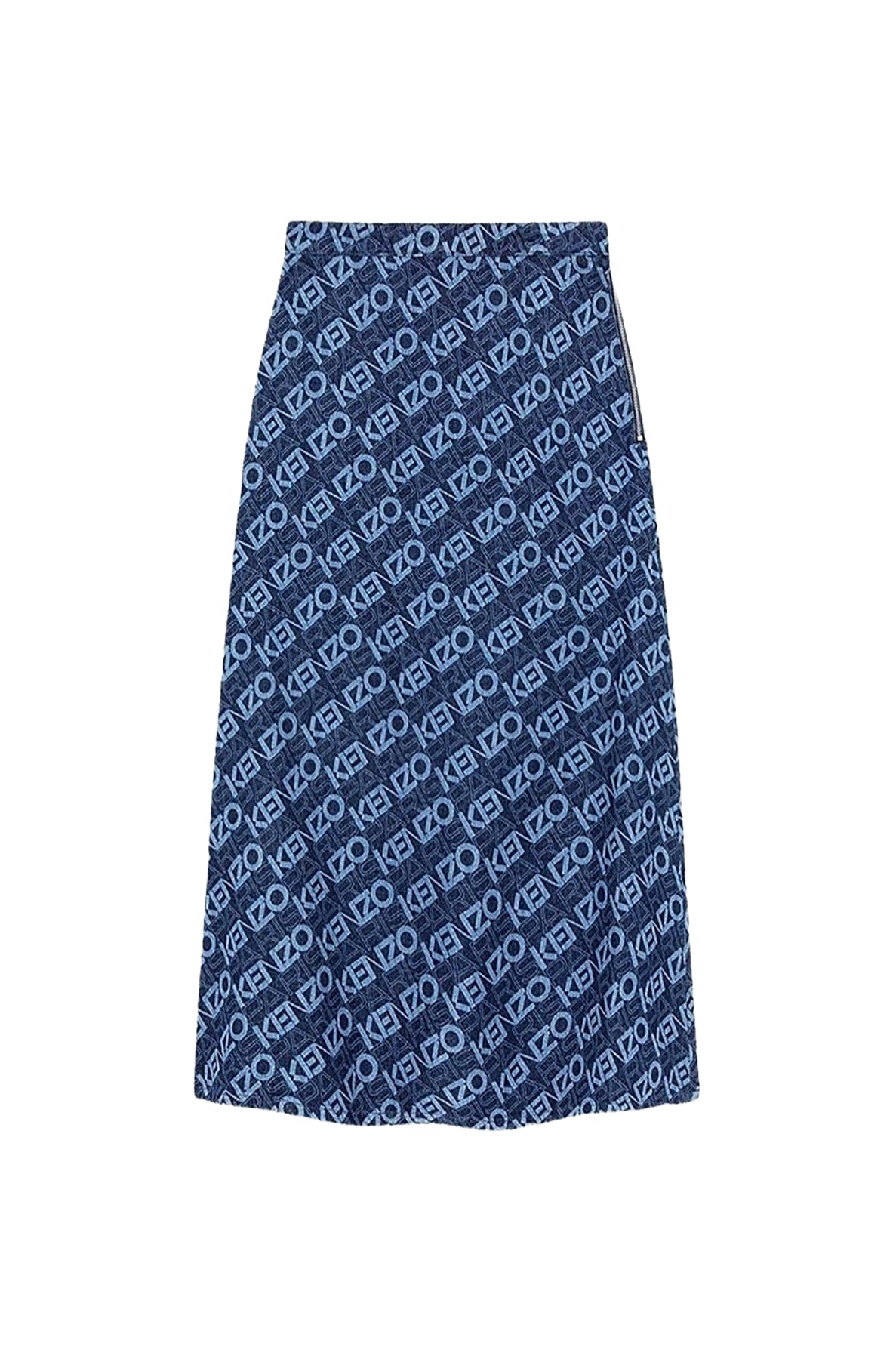 Monogram long skirt in denim - Rinse Blue Denim