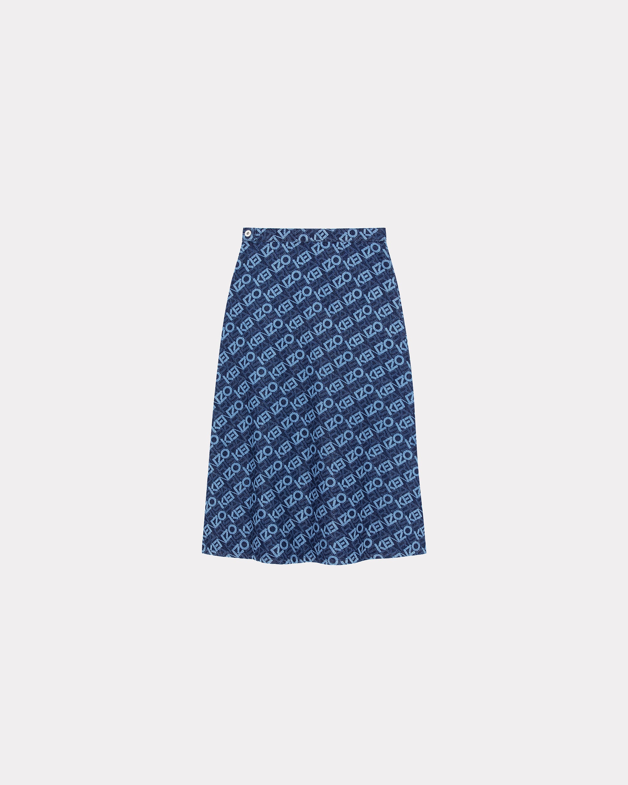 Jupe longue "Monogram" en denim - Rinse Blue Denim