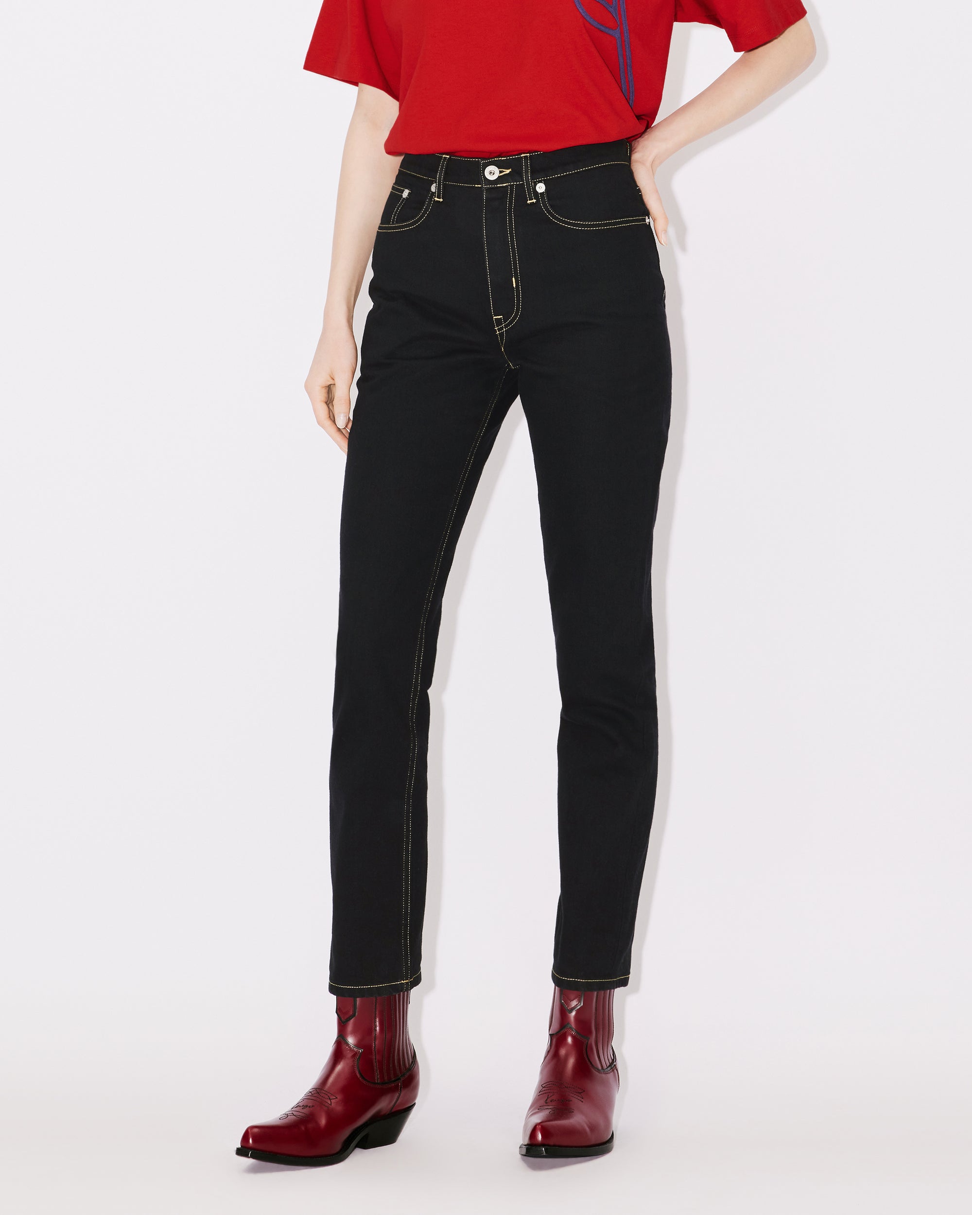 Jean droit Asagao - Rinse Black Denim
