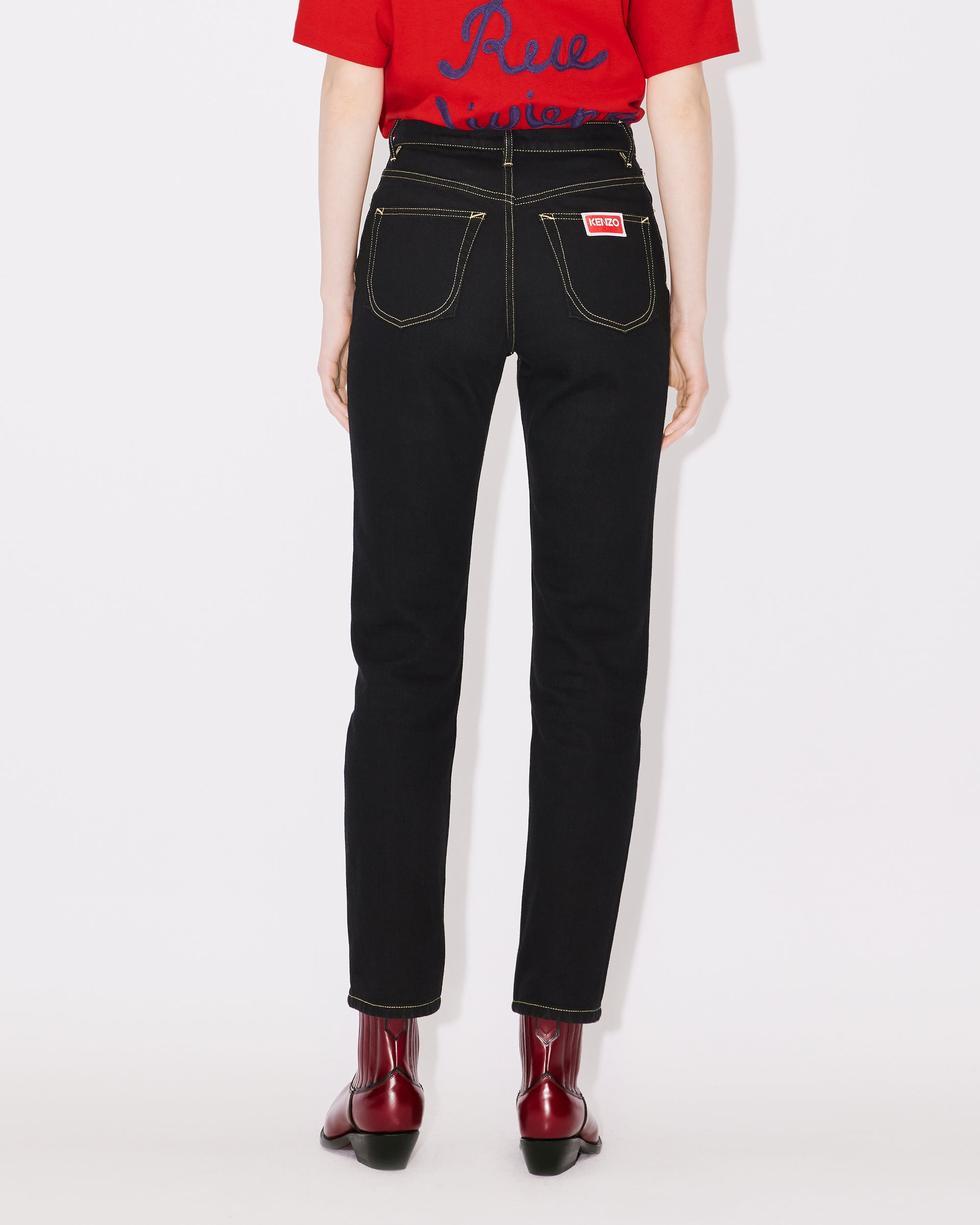 Jean droit Asagao - Rinse Black Denim