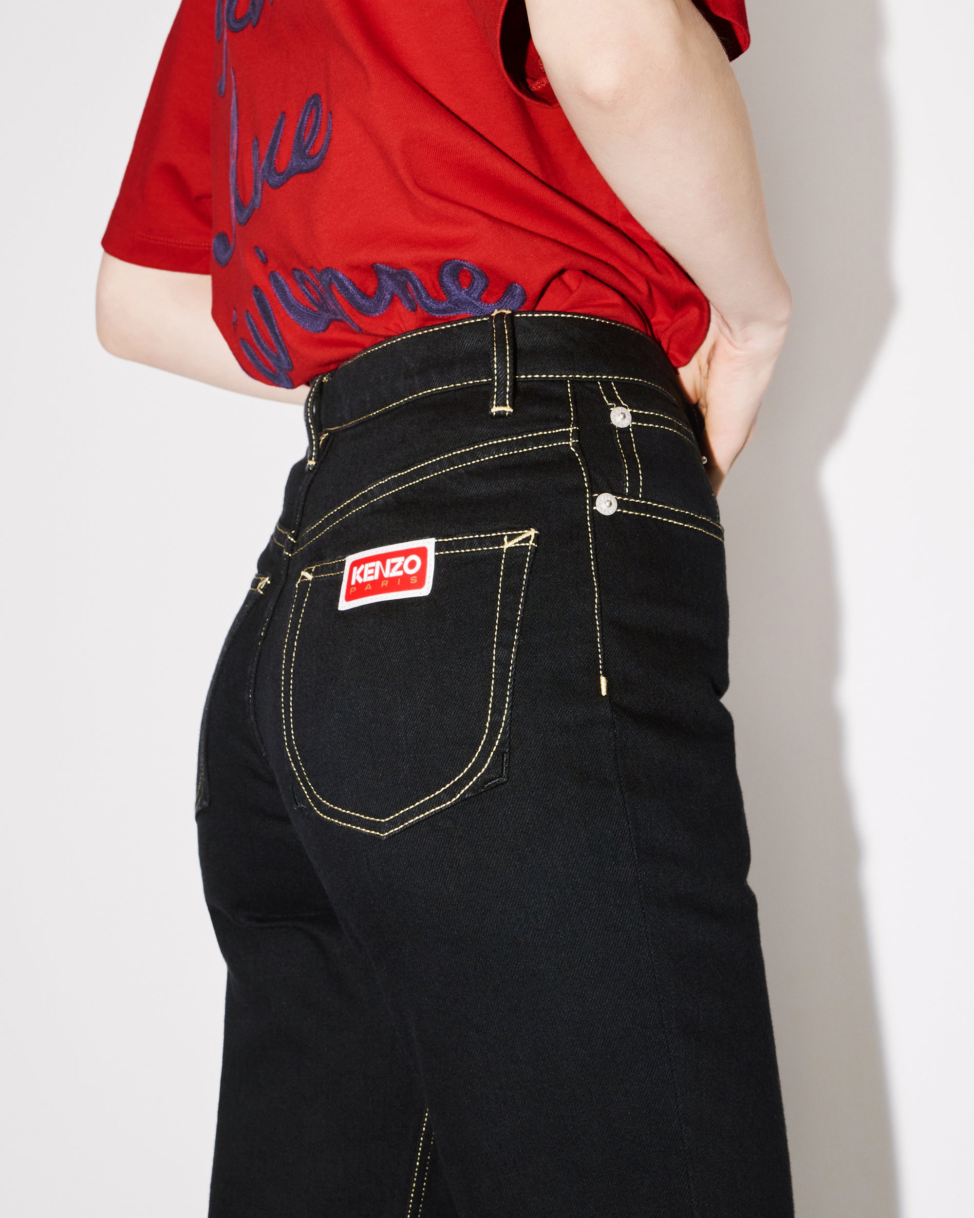 Jean droit Asagao - Rinse Black Denim