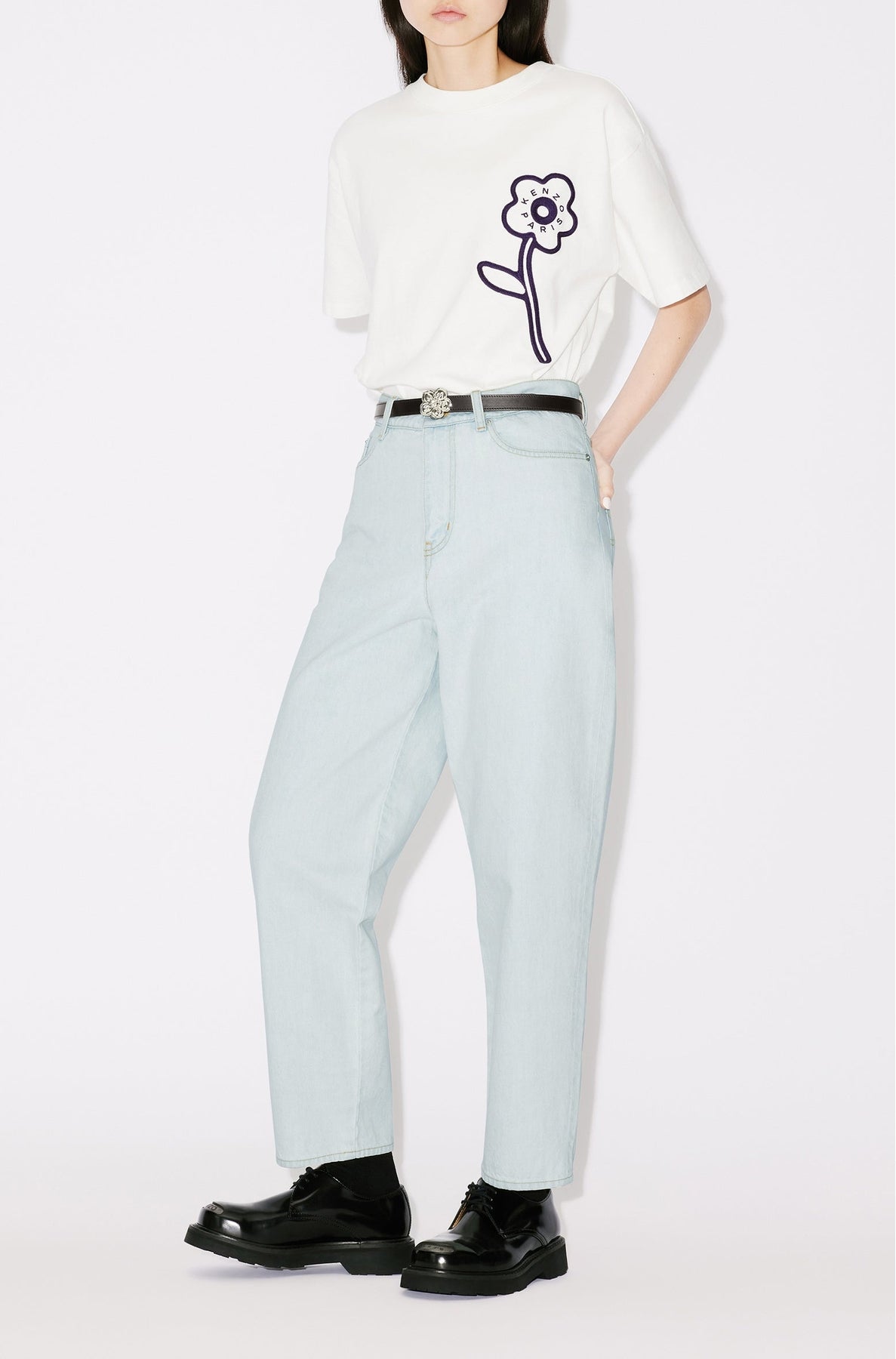 Jean carotte "Kenzo Travel" - Bleached Blue Denim