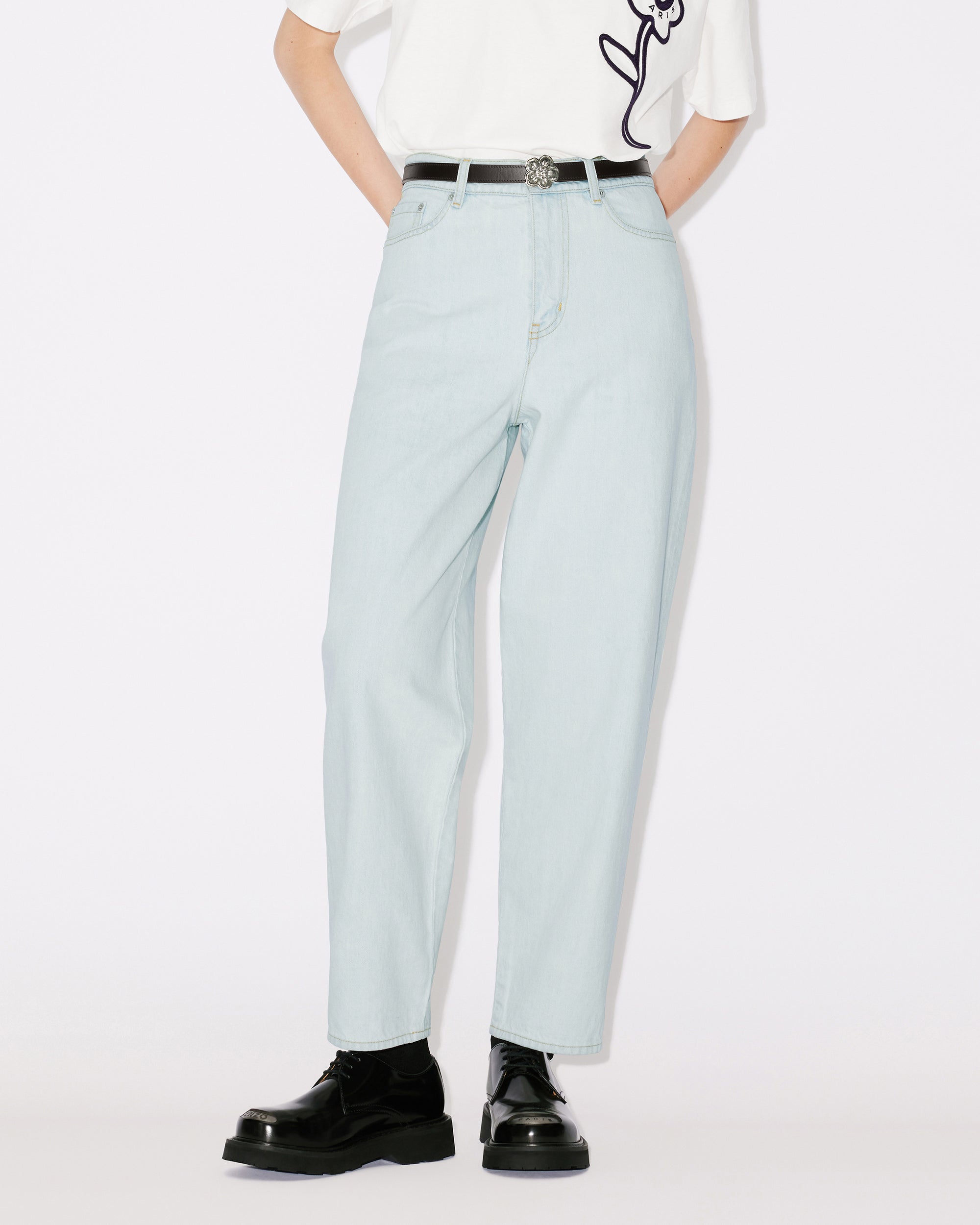 Jean carotte "Kenzo Travel" - Bleached Blue Denim