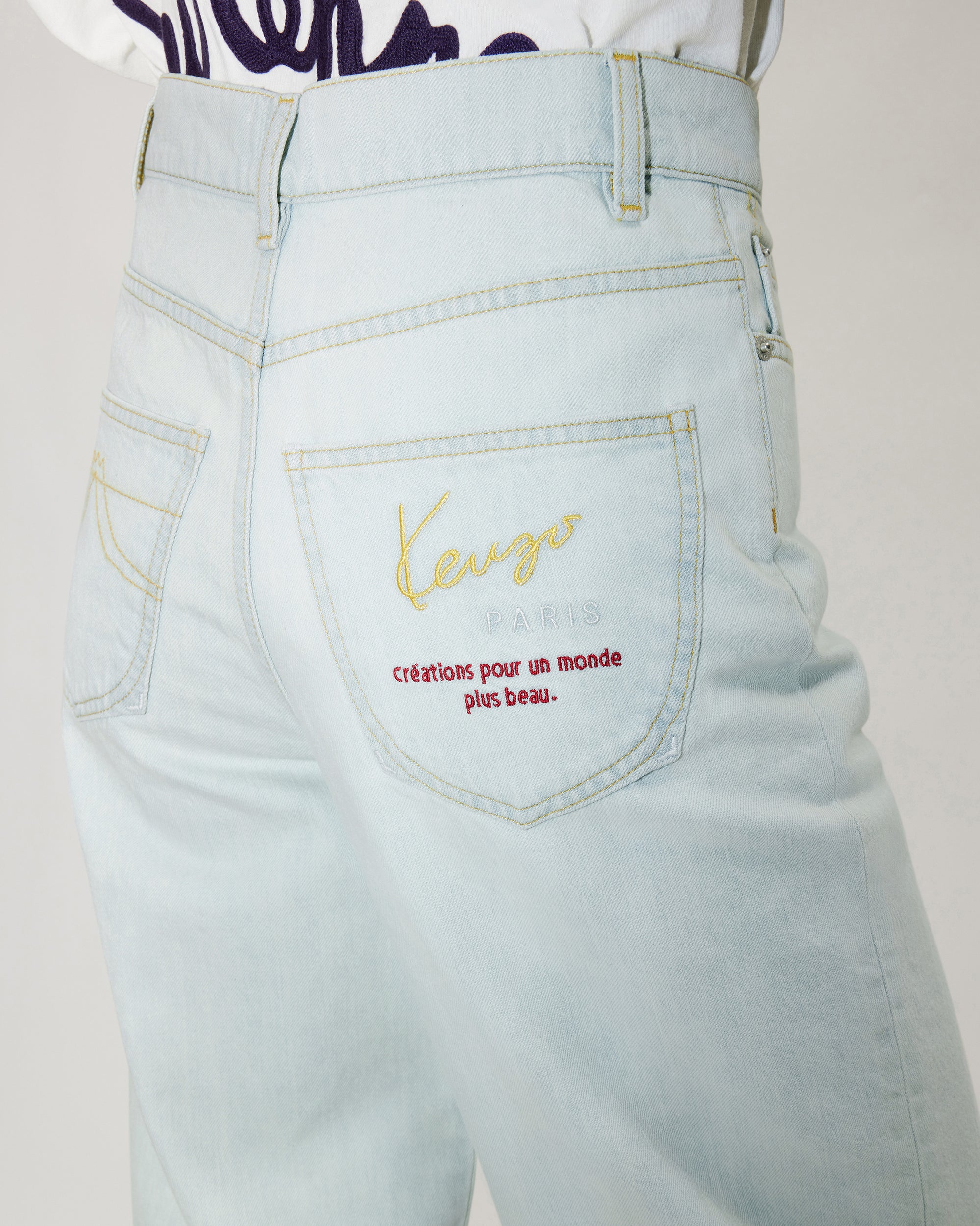 Jean carotte "Kenzo Travel" - Bleached Blue Denim