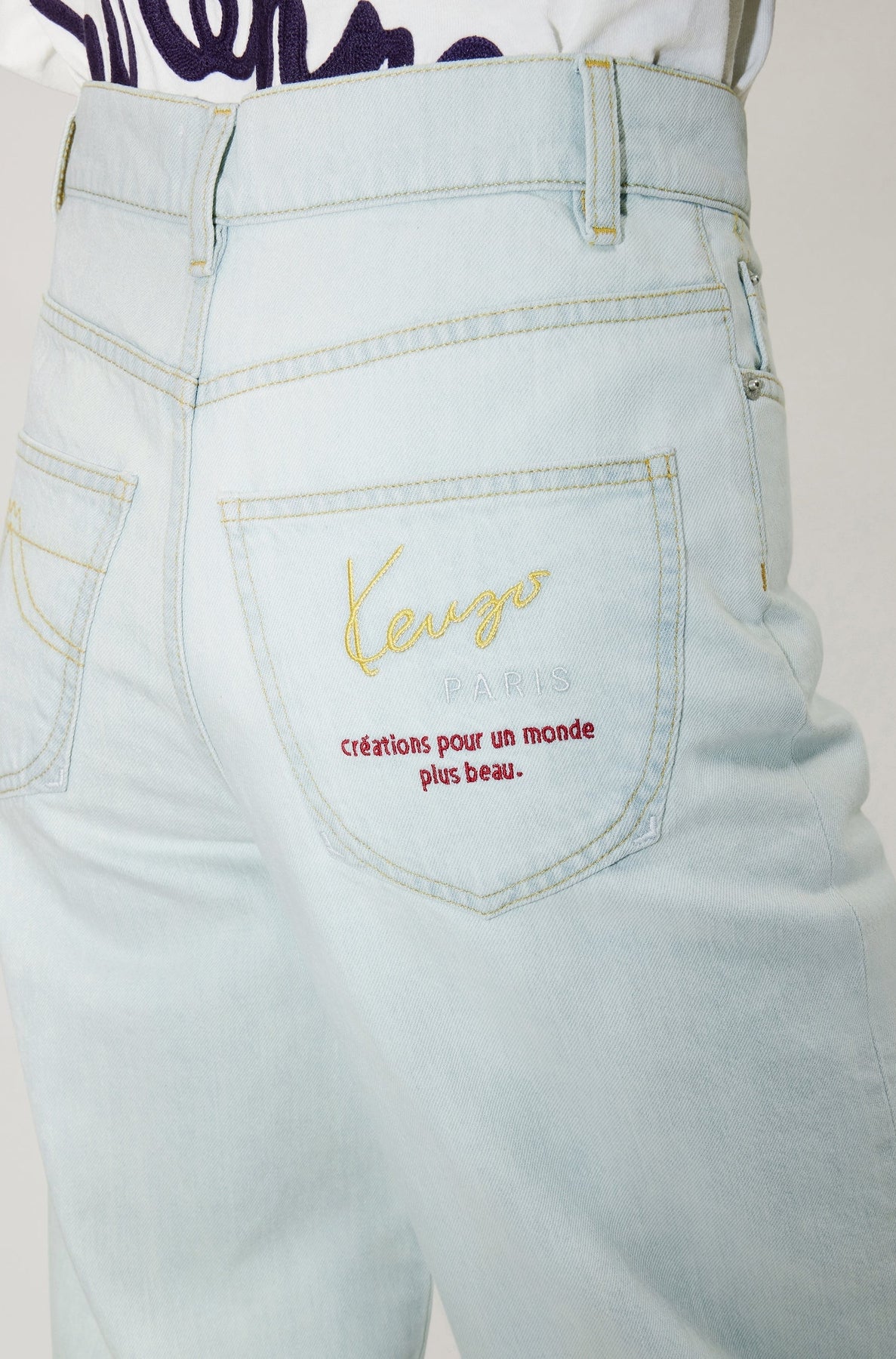 Jean carotte Kenzo Travel - Bleached Blue Denim