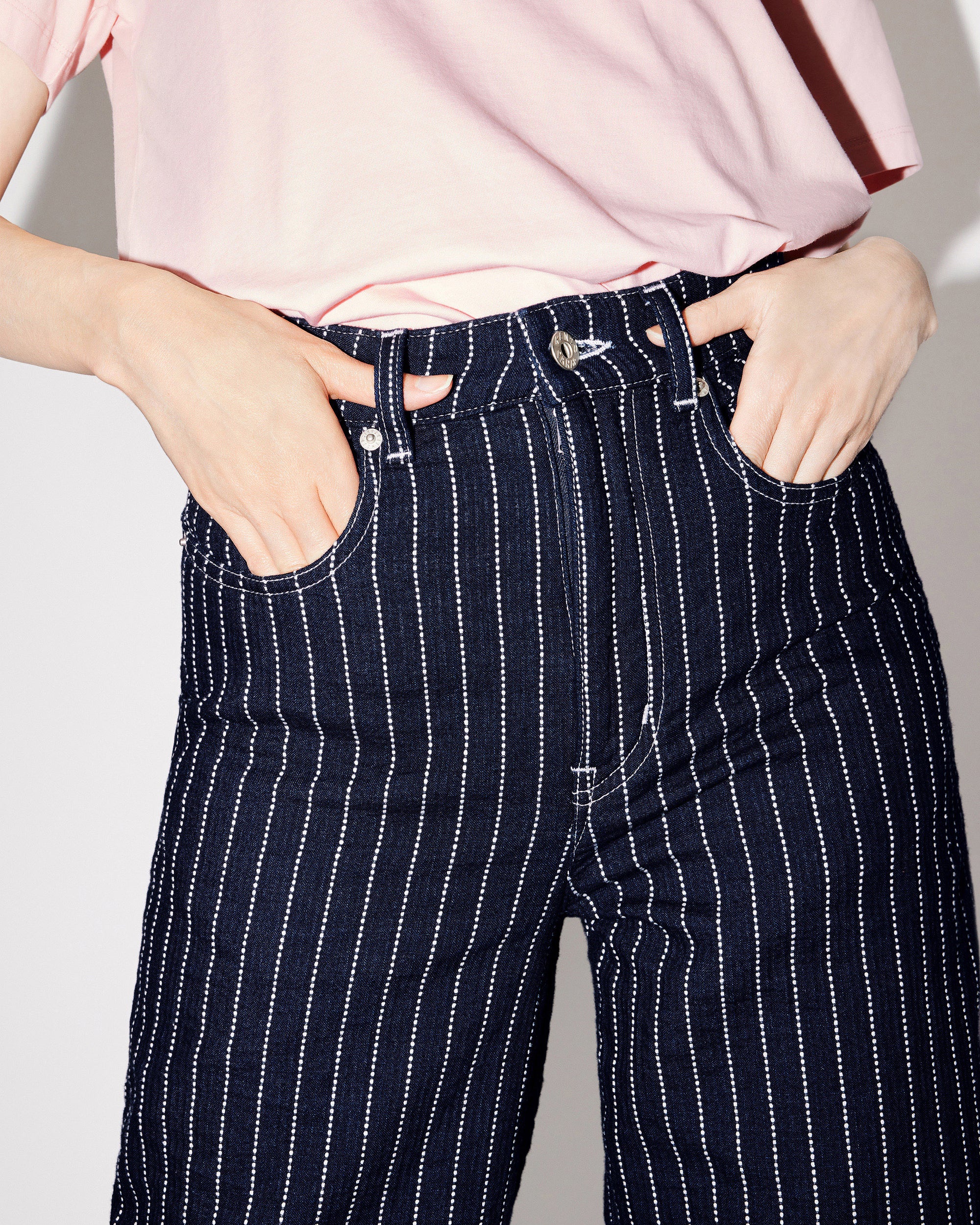 Jean large brodé "Kenzo Sashiko Stitch" - Rinse Blue Denim