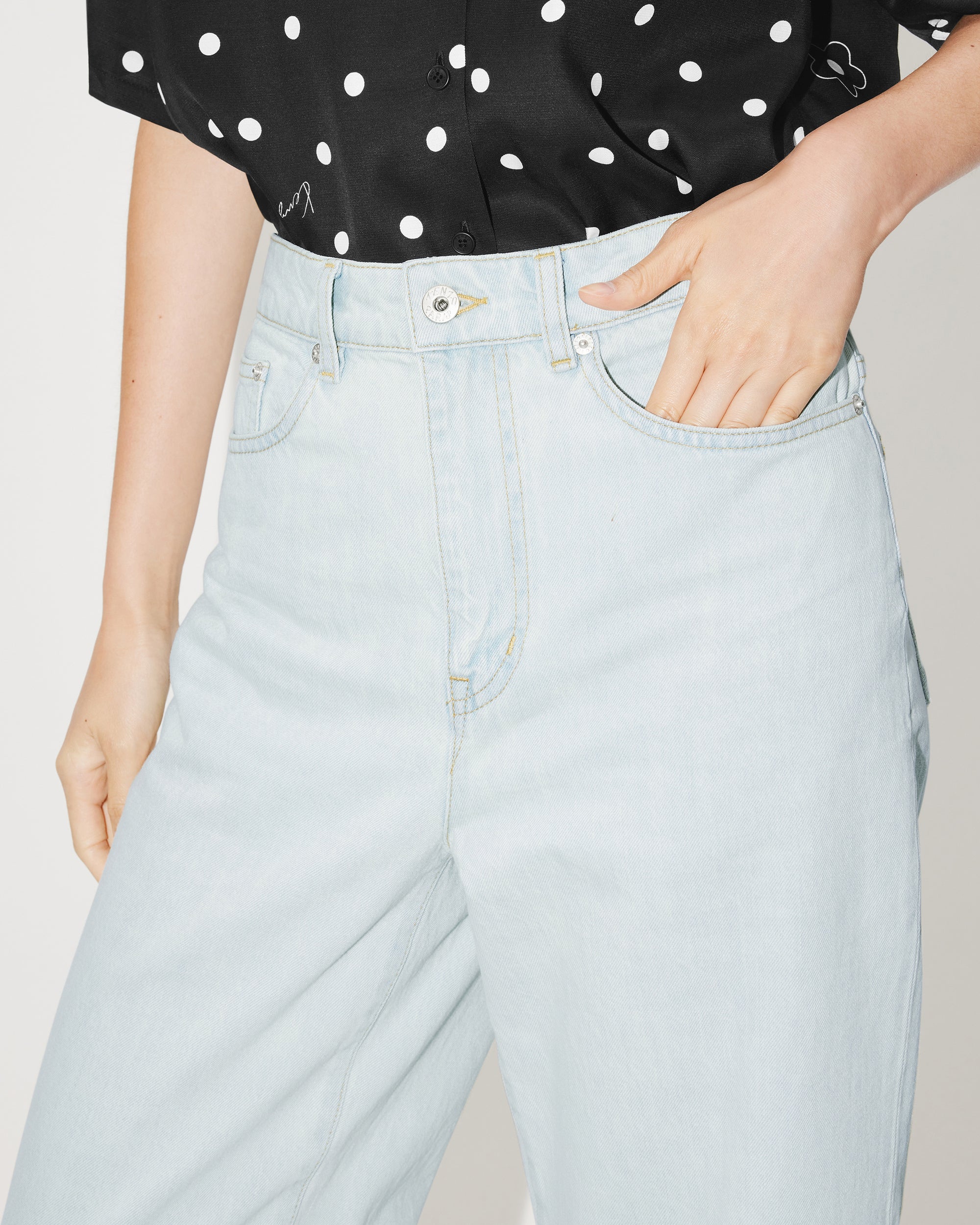 Jean cropped Sumire - Bleached Blue Denim