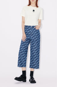 Jean cropped "Monogram" - Rinse Blue Denim