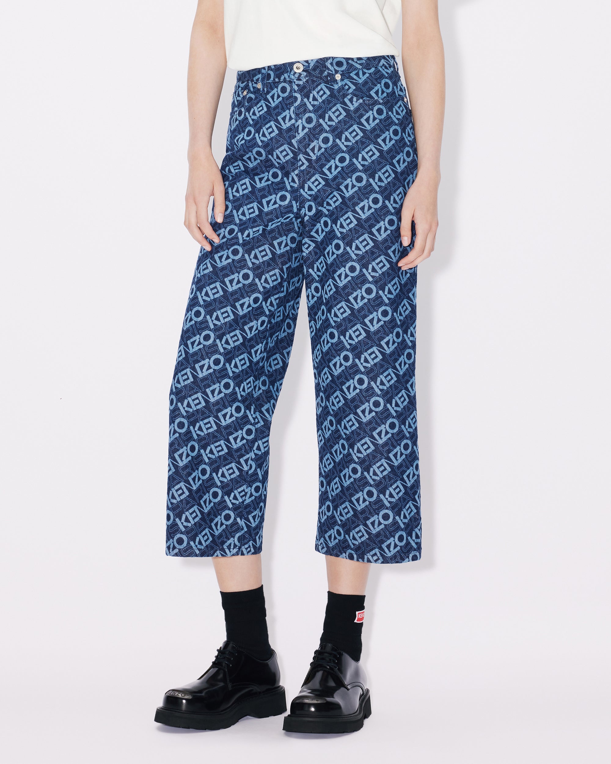 Jean cropped "Monogram" - Rinse Blue Denim