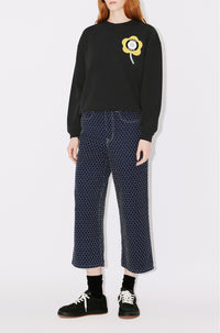Jean cropped brodé "Kenzo Sashiko Stitch" - Rinse Blue Denim