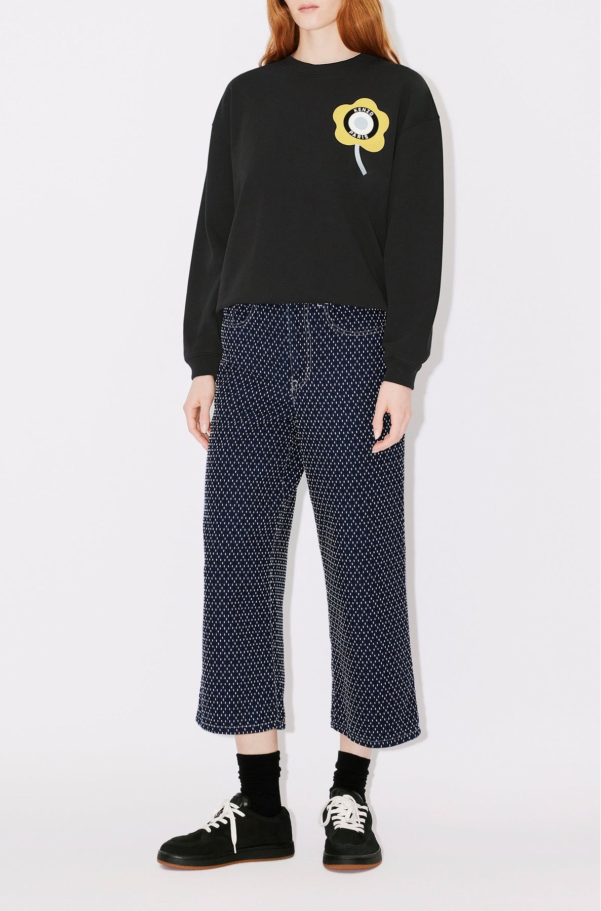 Jean cropped brodé "Kenzo Sashiko Stitch" - Rinse Blue Denim