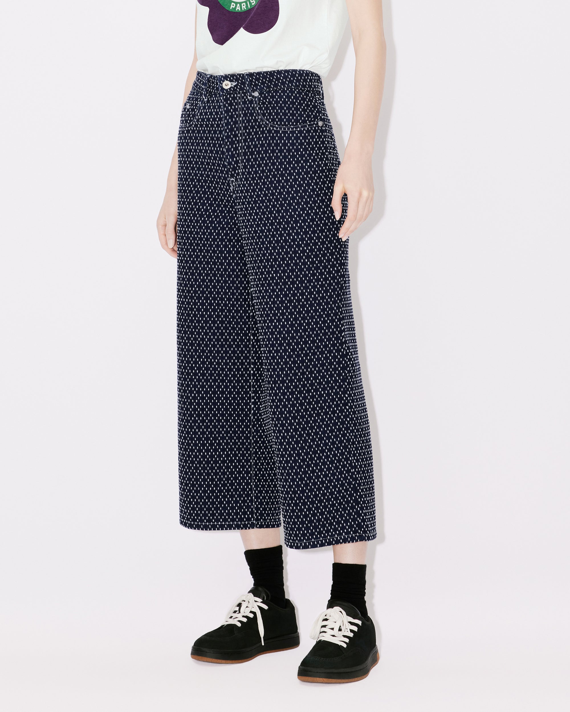 Jean cropped brodé "Kenzo Sashiko Stitch" - Rinse Blue Denim