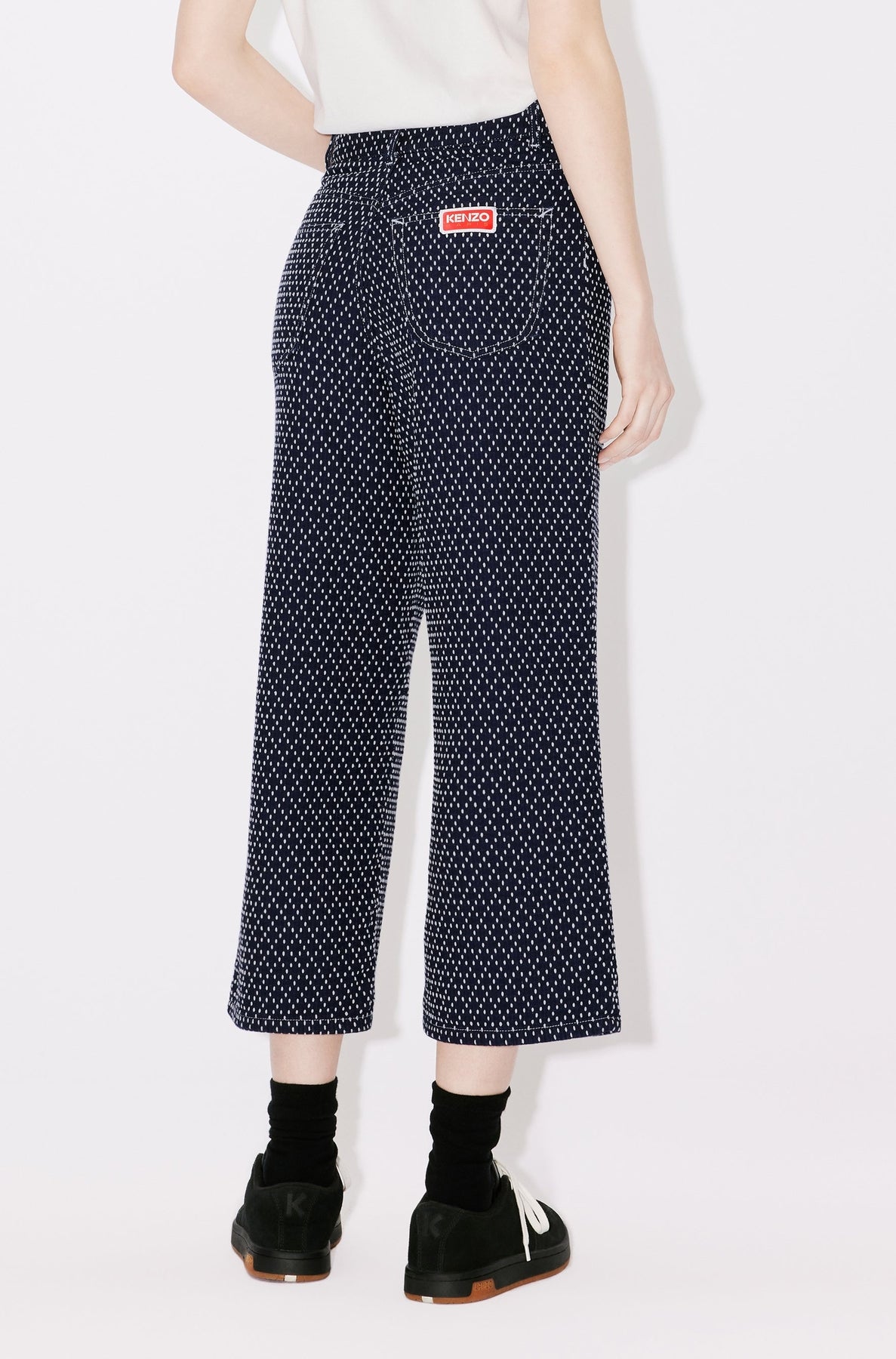 Jean cropped brodé Kenzo Sashiko Stitch - Rinse Blue Denim