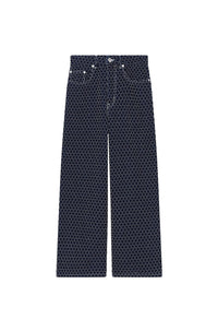Jean cropped brodé "Kenzo Sashiko Stitch" - Rinse Blue Denim
