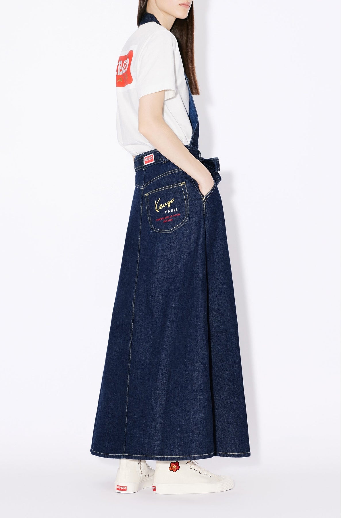 Robe longue "Kenzo Travel" en denim - Rinse Blue Denim