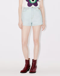 Short en denim brodé - Bleached Blue Denim