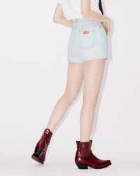 Short en denim brodé - Bleached Blue Denim