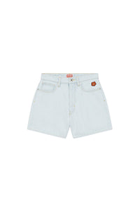 Short en denim brodé - Bleached Blue Denim