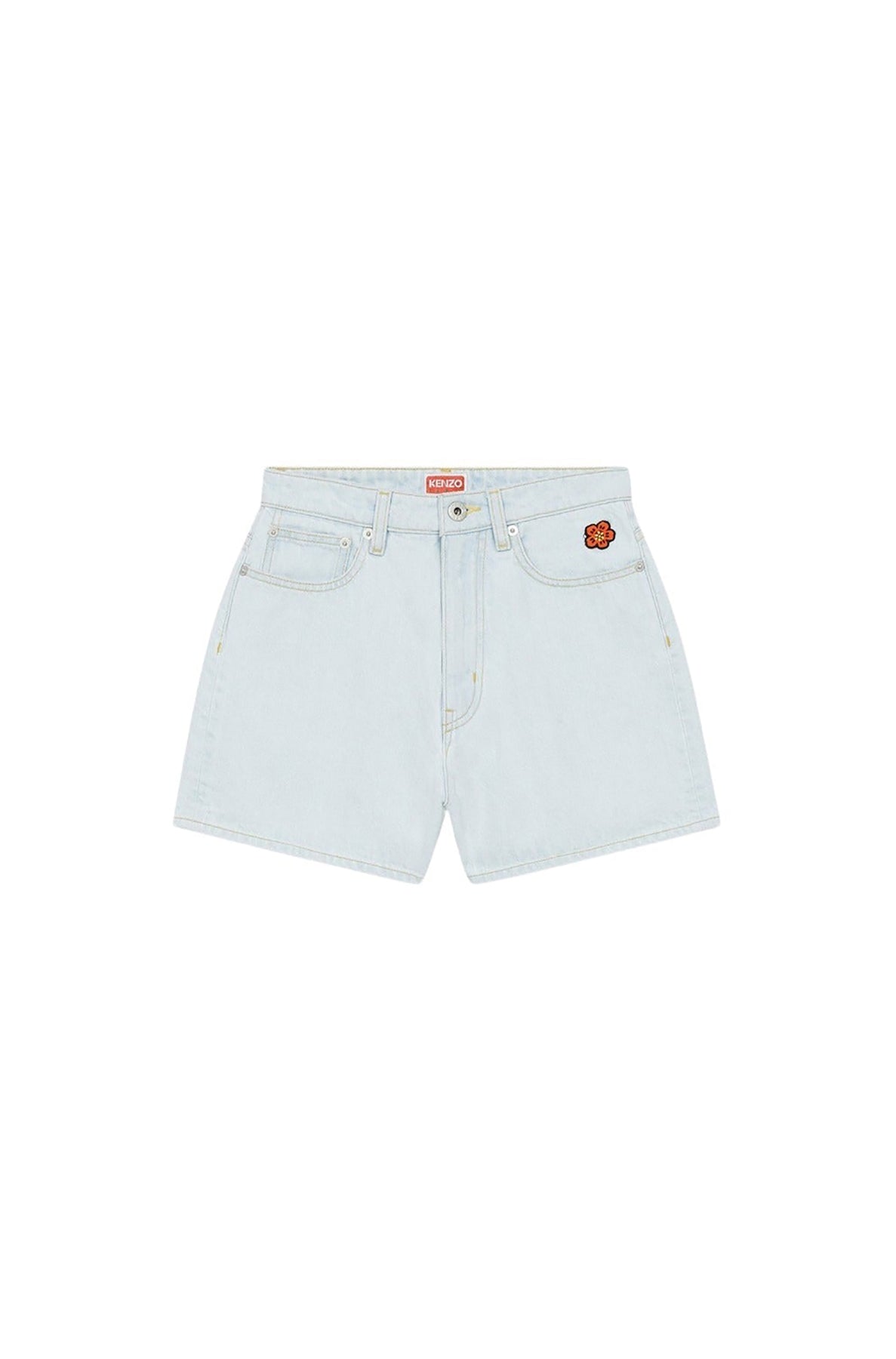Short en denim brodé - Bleached Blue Denim